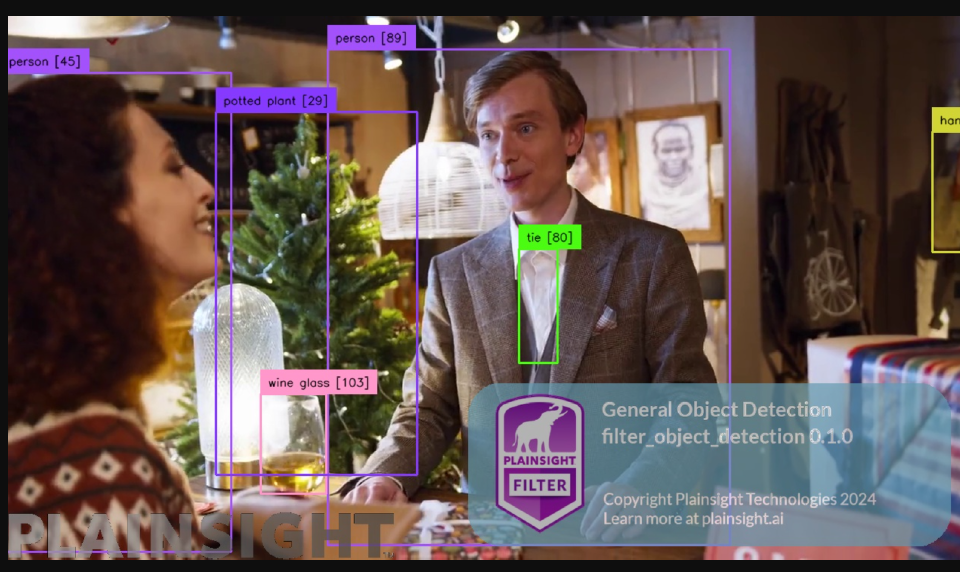 Browser screenshot of the Object Detection Filter output